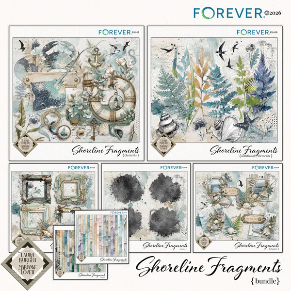 Shoreline Fragments Bundle Digital Art - Digital Scrapbooking Kits