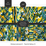 Watercolored 2 - Teal & Yellow 3