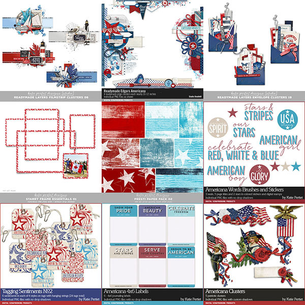 Americana Essentials Scrapbooking Bundle Digital Art - Digital Scrapbooking Kits