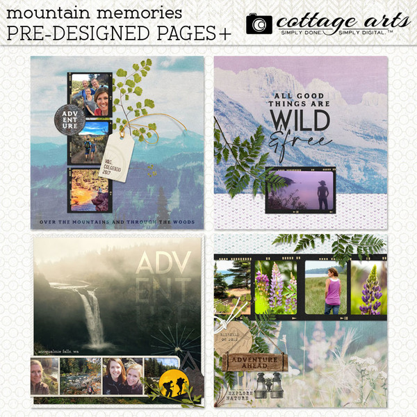Mountain Memories Pre-designed Pages Digital Art - Digital Scrapbooking Kits