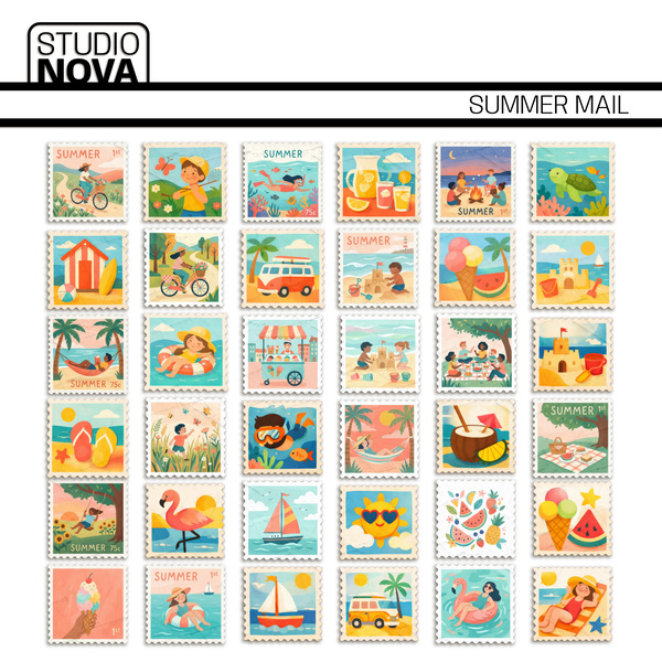 Summer Mail Digital Art - Digital Scrapbooking Kits