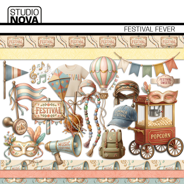 Festival Fever Digital Art - Digital Scrapbooking Kits