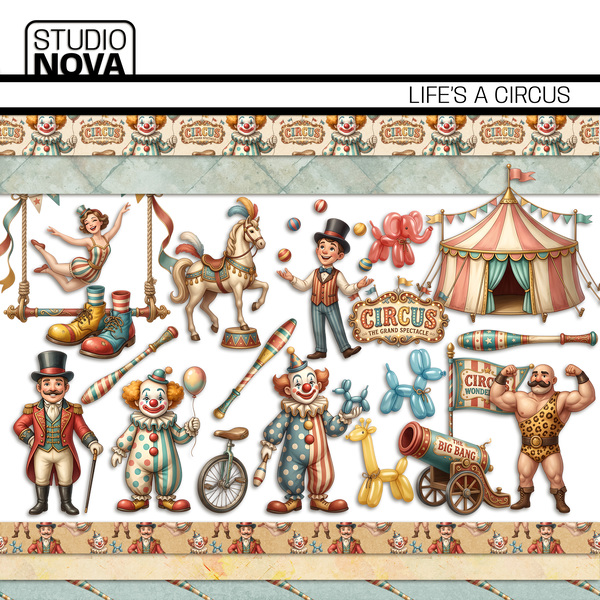 Life's A Circus Digital Art - Digital Scrapbooking Kits