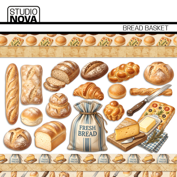 Bread Basket Digital Art - Digital Scrapbooking Kits