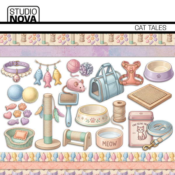 Cat Tales Digital Art - Digital Scrapbooking Kits