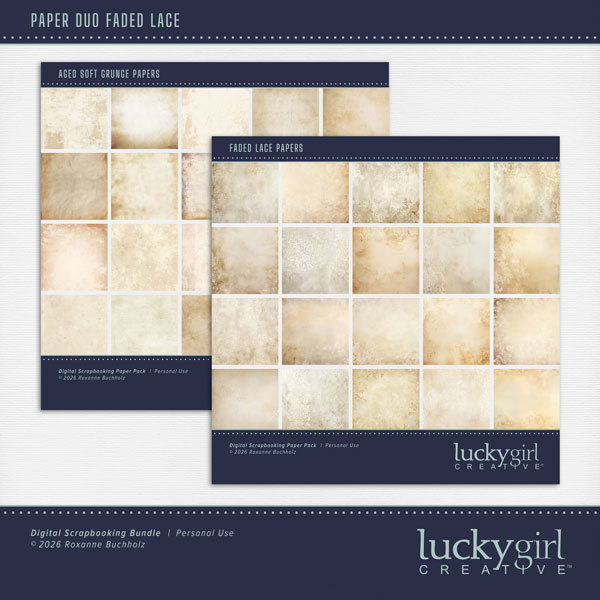 Paper Duo Faded Lace Digital Art - Digital Scrapbooking Kits