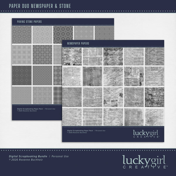 Paper Duo Newspaper & Stone Digital Art - Digital Scrapbooking Kits