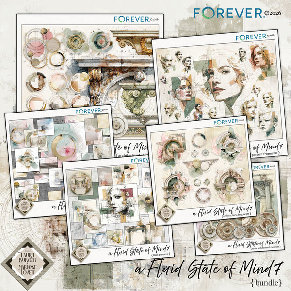 A Fluid State of Mind 7 Bundle Digital Art - Digital Scrapbooking Kits
