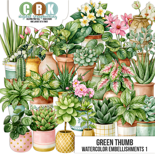 Green Thumb 1 Digital Art - Digital Scrapbooking Kits