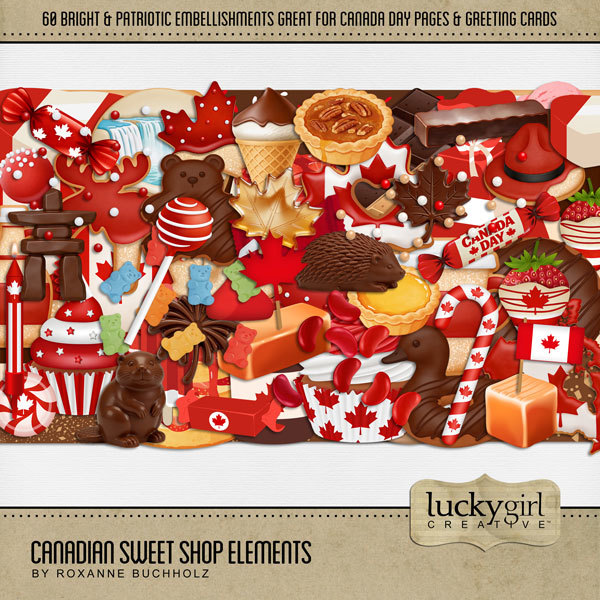 Canadian Sweet Shop Elements Digital Art - Digital Scrapbooking Kits