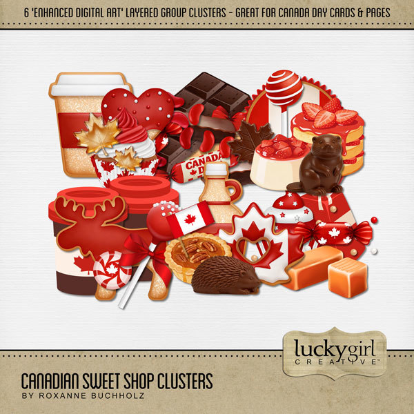Canadian Sweet Shop Clusters Digital Art - Digital Scrapbooking Kits