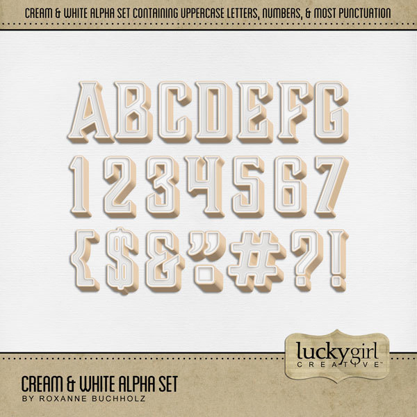 Cream & White Alpha Set Digital Art - Digital Scrapbooking Kits