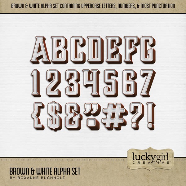 Brown & White Alpha Set Digital Art - Digital Scrapbooking Kits