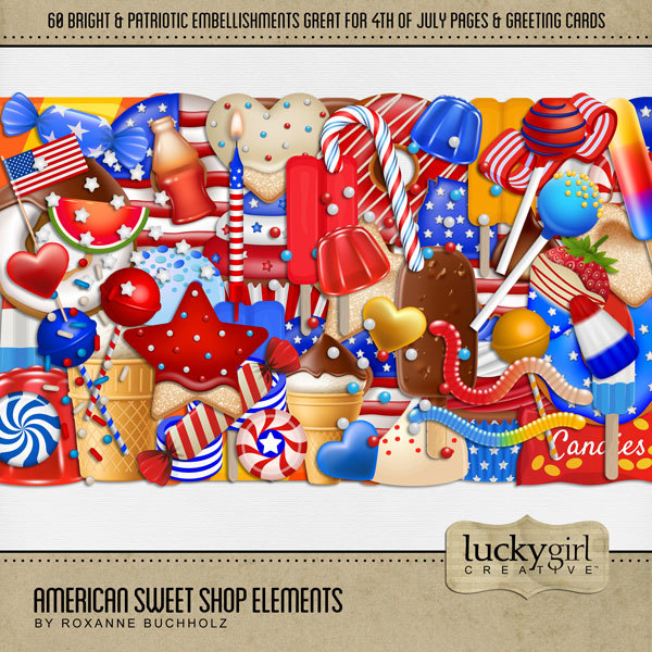 American Sweet Shop Elements Digital Art - Digital Scrapbooking Kits