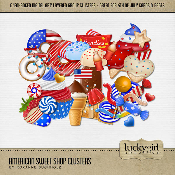 American Sweet Shop Clusters Digital Art - Digital Scrapbooking Kits