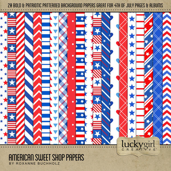 American Sweet Shop Papers Digital Art - Digital Scrapbooking Kits