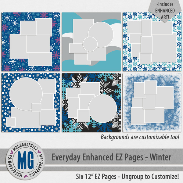 Everyday Enhanced EZ Pages - Winter Digital Art - Digital Scrapbooking Kits