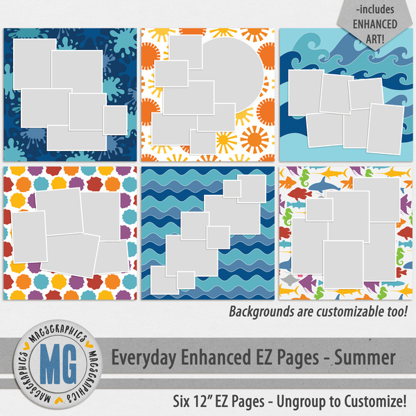 Everyday Enhanced EZ Pages - Summer Digital Art - Digital Scrapbooking Kits