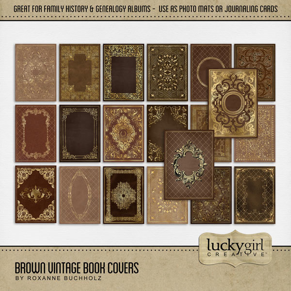 Brown Vintage Book Covers Digital Art - Digital Scrapbooking Kits