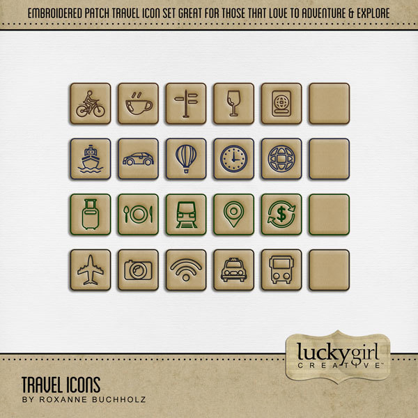 Travel Icons Digital Art - Digital Scrapbooking Kits