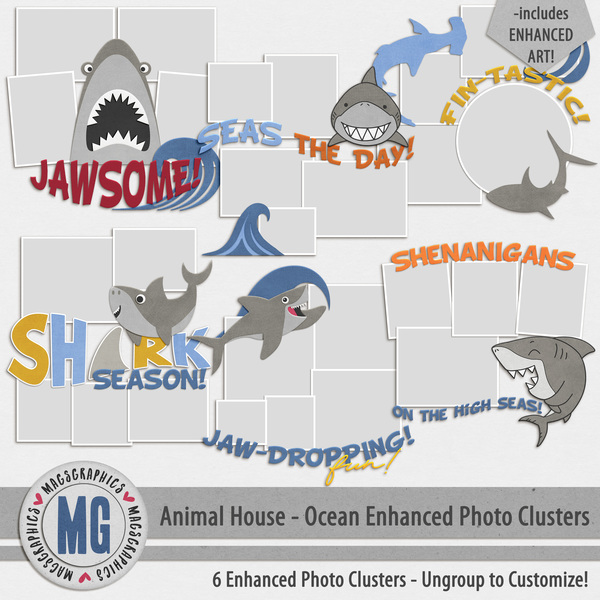 Animal House - Ocean Enhanced Photo Clusters Digital Art - Digital Scrapbooking Kits