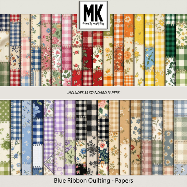Blue Ribbon Quilting - Papers Digital Art - Digital Scrapbooking Kits