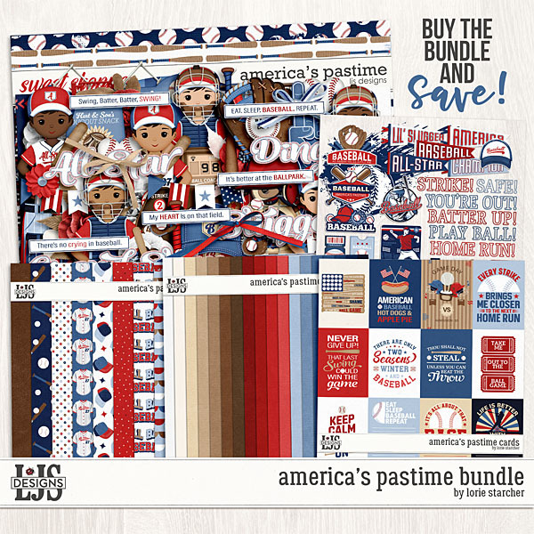America's Pastime Bundle Digital Art - Digital Scrapbooking Kits