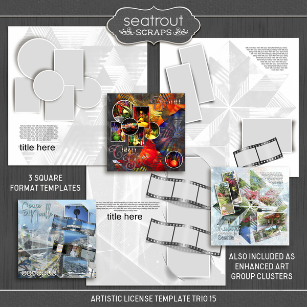 Artistic License Template Trio 15 Digital Art - Digital Scrapbooking Kits