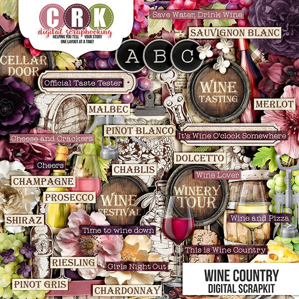 Wine Country Scrapkit Digital Art - Digital Scrapbooking Kits