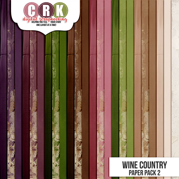 Wine Country Paper Pack 2 Digital Art - Digital Scrapbooking Kits