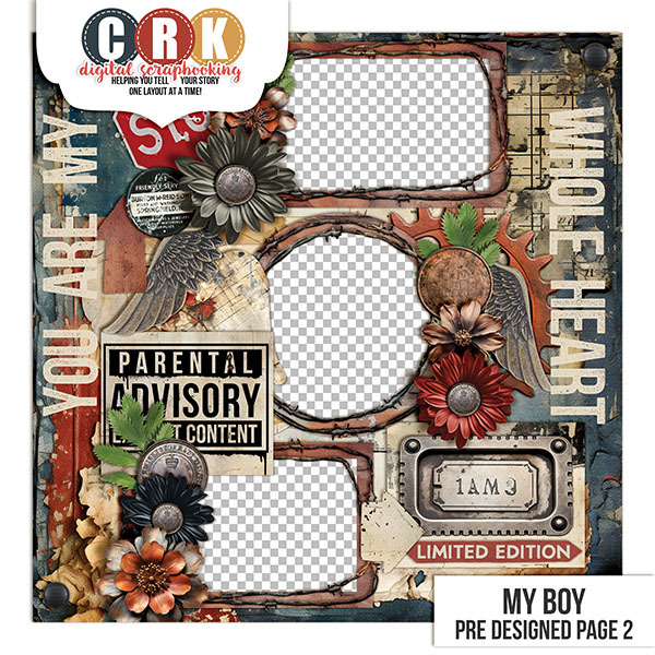 My Boy Pre Designed Page 2 Digital Art - Digital Scrapbooking Kits