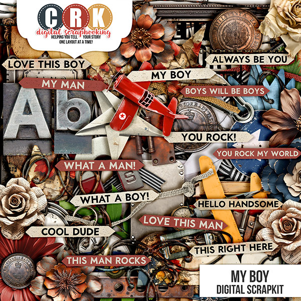 My Boy Scrapkit Digital Art - Digital Scrapbooking Kits