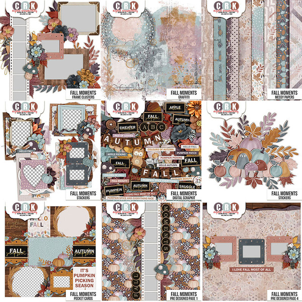 Fall Moments Collection Digital Art - Digital Scrapbooking Kits