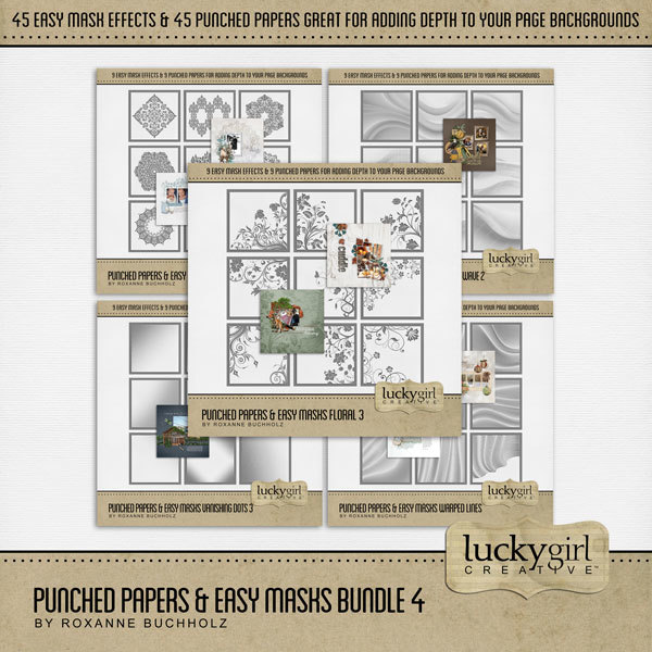 Punched Papers & Easy Masks Bundle 4 Digital Art - Digital Scrapbooking Kits