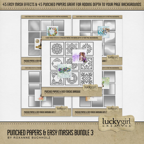 Punched Papers & Easy Masks Bundle 3 Digital Art - Digital Scrapbooking Kits