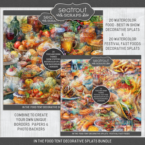 In the Food Tent - Decorative Splats Bundle Digital Art - Digital Scrapbooking Kits