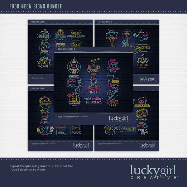 Food Neon Signs Bundle Digital Art - Digital Scrapbooking Kits