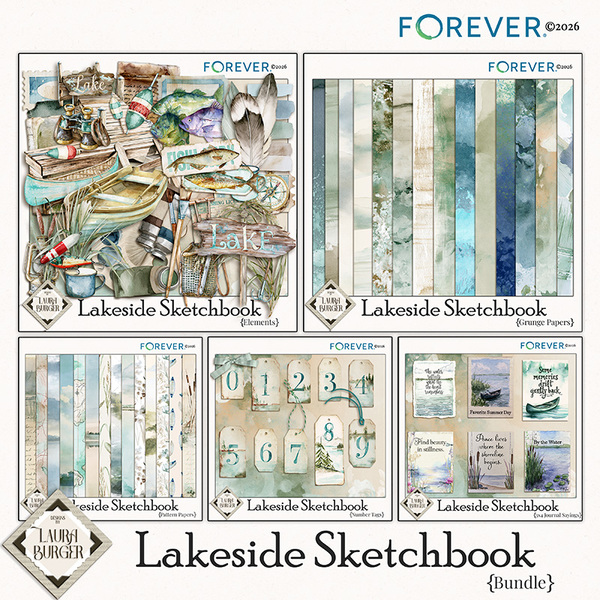 Lakeside Sketchbook Bundle Digital Art - Digital Scrapbooking Kits