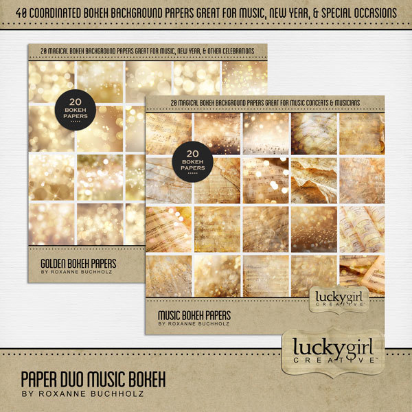 Paper Duo Music Bokeh Digital Art - Digital Scrapbooking Kits