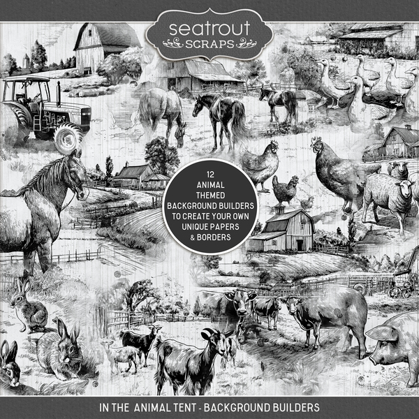 In the Animal Tent - Background Builders Digital Art - Digital Scrapbooking Kits