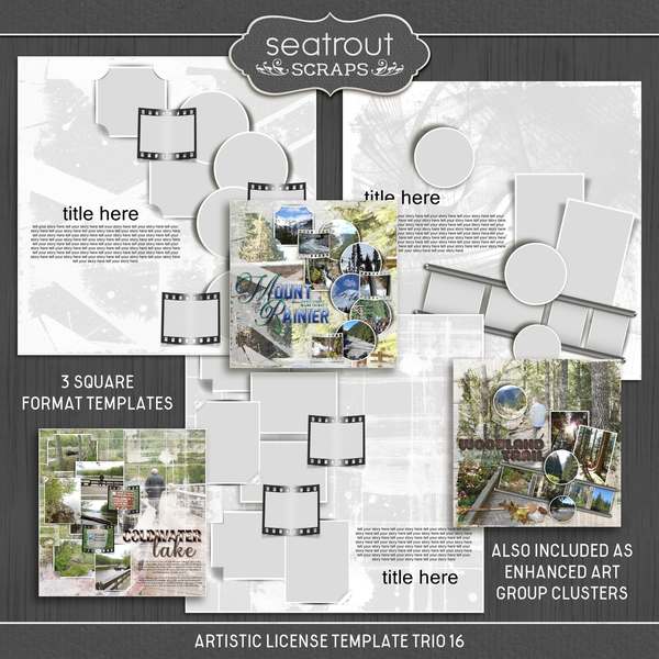 Artistic License Template Trio 16 Digital Art - Digital Scrapbooking Kits
