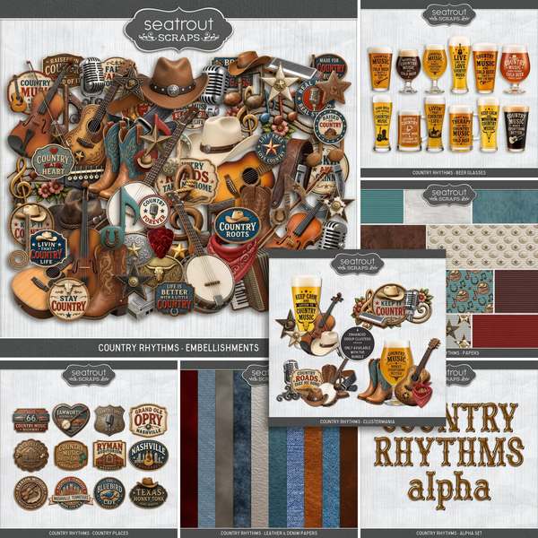Country Rhythms Bundle Digital Art - Digital Scrapbooking Kits