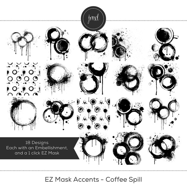 EZ Mask Accents - Coffee Spill Digital Art - Digital Scrapbooking Kits