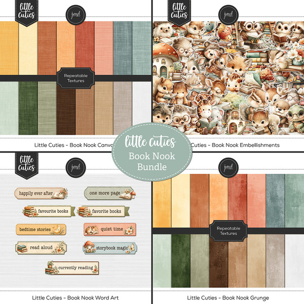 Little Cuties - Book Nook Bundle Digital Art - Digital Scrapbooking Kits