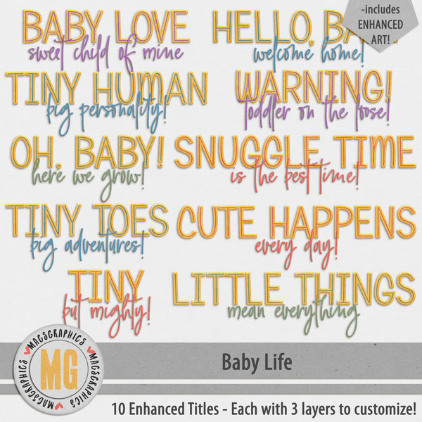 Baby Life Enhanced Word Art Digital Art - Digital Scrapbooking Kits