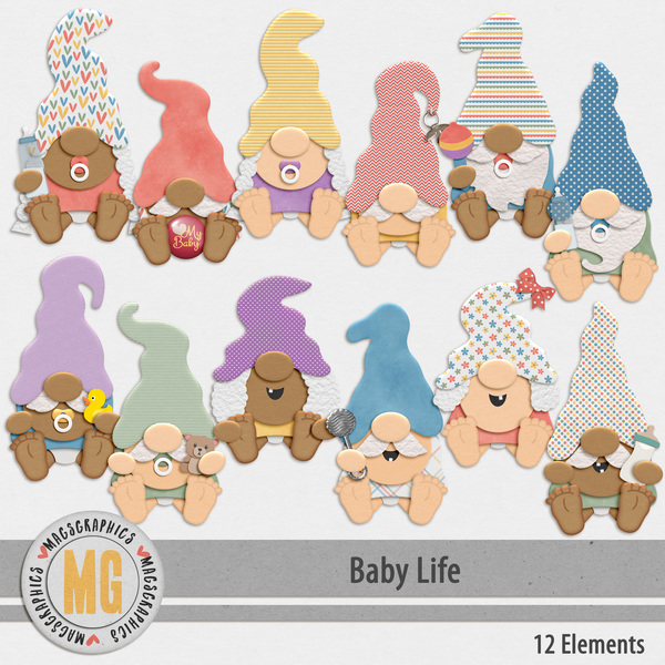 Baby Life Gnomes Digital Art - Digital Scrapbooking Kits