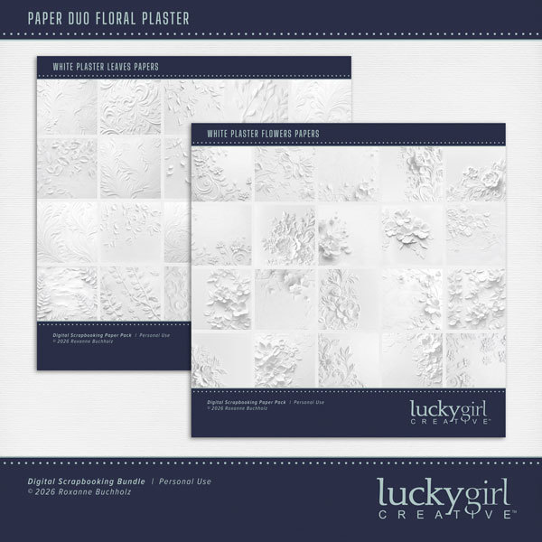 Paper Duo Floral Plaster Digital Art - Digital Scrapbooking Kits