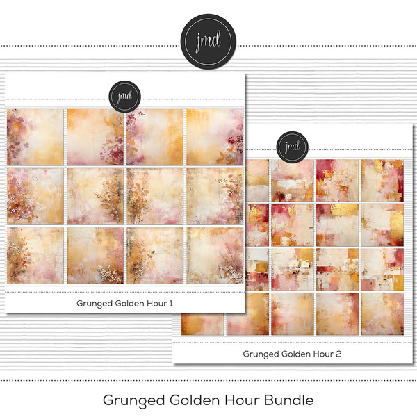 Grunged Golden Hour Bundle Digital Art - Digital Scrapbooking Kits
