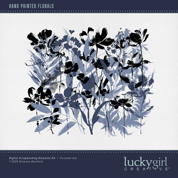 Hand Painted Florals Digital Art - Digital Scrapbooking Kits