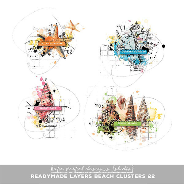 Readymade Layers Beach Clusters 22 Digital Art - Digital Scrapbooking Kits